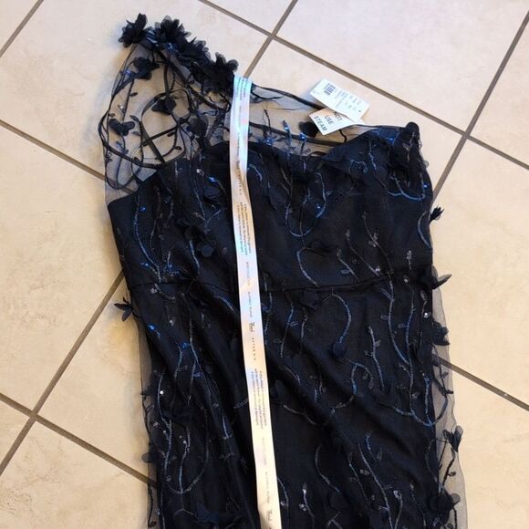 NWT Dessy Collection 3D Sequin Embroidery Dress Midnight Navy Blue Size 14 - Picture 2 of 15